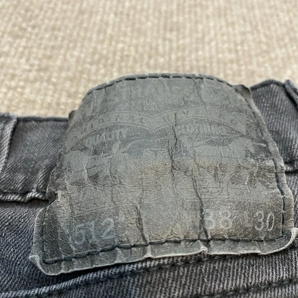 Levis 512 Jeans Mens 38x30 Black Charcoal Wash Regular Straight Stretch Pants